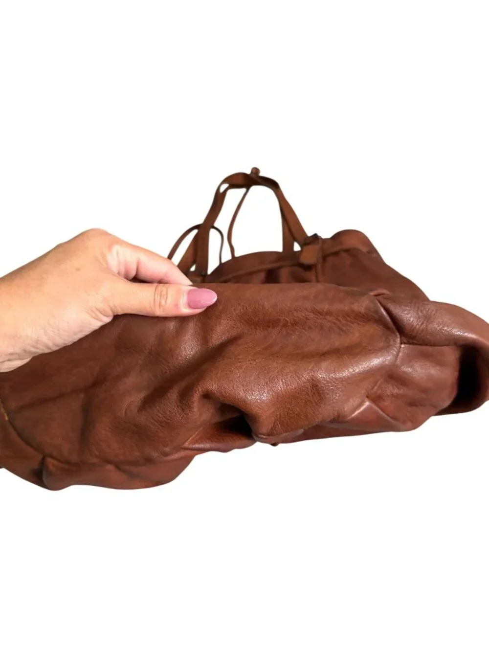 CLEVER CARRIAGE COMPANY Tan Burnished Leather Tote Satchel Bag